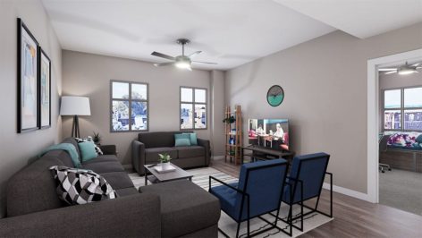 Living Room Apartment Render at The Standard at Berkeley