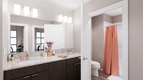 Apartment bathroom render at The Standard at Berkeley